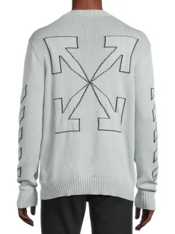 Off-White Sweaters|Diag Logo Graphic Sweater Ice