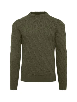 Kiton Cashmere|Diagonal Textured Cashmere Sweater Military
