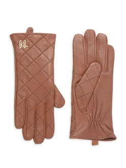 Karl Lagerfeld Paris Gloves|Diamond Quiilted Leather Gloves