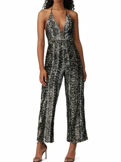 Women Bardot Disco Sequin Jumpsuit