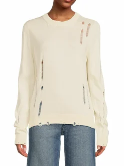 Women Hudson Distressed Cashmere Blend Sweater