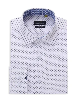 Azaro Uomo Dress Shirts|Ditsy Slim Fit Dress Shirt Blue