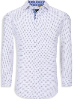 Azaro Uomo Dress Shirts|Ditsy Slim Fit Dress Shirt Blue