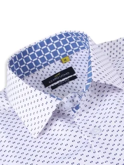 Azaro Uomo Dress Shirts|Ditsy Slim Fit Dress Shirt Blue