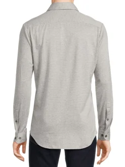 Samuelsohn Polos|Dot Print Jersey Knit Polo Grey
