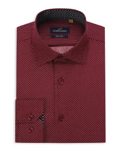 Azaro Uomo Dress Shirts|Dot Print Shirt Burgundy