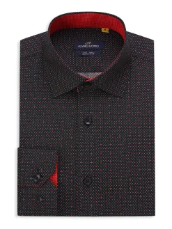 Azaro Uomo Dress Shirts|Dot Print Shirt Black