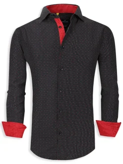 Azaro Uomo Dress Shirts|Dot Print Shirt Black