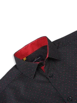 Azaro Uomo Dress Shirts|Dot Print Shirt Black