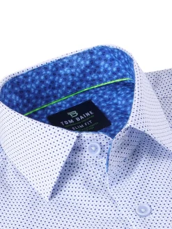 Tom Baine Casual Button-Down Shirts|Dotted Slim Fit Shirt White