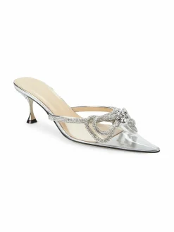 Mach & Mach Double Bow Crystal Embellished Sandals