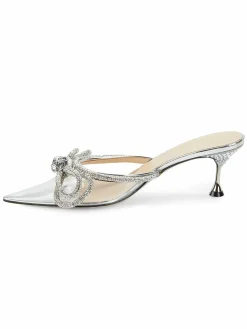 Mach & Mach Double Bow Crystal Embellished Sandals