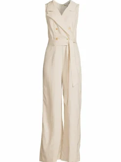 Women NANETTE nanette lepore Double Breasted Linen Blend Jumpsuit