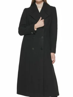 Women Kenneth Cole Double Breasted Long Wool Coat