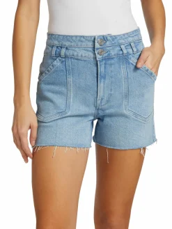 Women Frame Double Button Denim Shorts