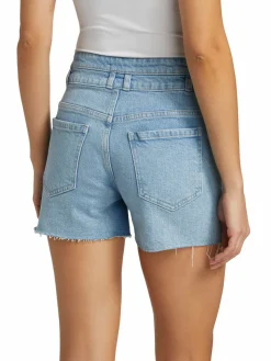 Women Frame Double Button Denim Shorts