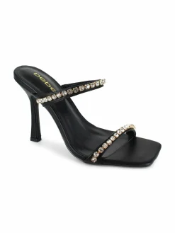 Bebe Double Strap Heel With Rhinestones Sandal