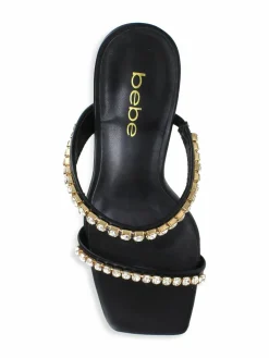 Bebe Double Strap Heel With Rhinestones Sandal