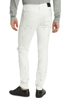 Purple Brand Jeans|D-P001-Optic Paint Blowout Jeans Optic White