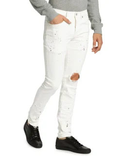 Purple Brand Jeans|D-P001-Optic Paint Blowout Jeans Optic White