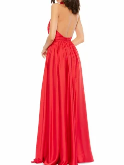 Women Mac Duggal Draped High Slit Gown