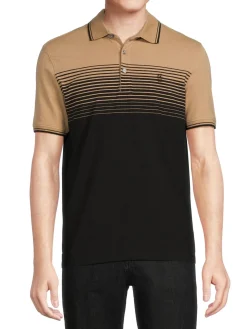 DKNY Polos|Eaton Striped Polo Tan Black
