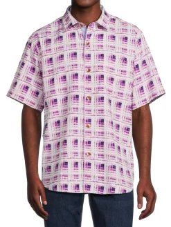 Tommy Bahama Casual Button-Down Shirts|Echo Beach Tile Check Silk Blend Shirt