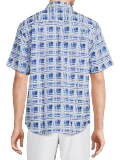 Tommy Bahama Casual Button-Down Shirts|Echo Beach Tile Check Silk Blend Shirt