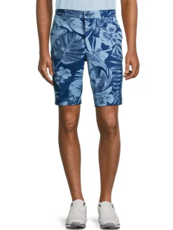 J.Lindeberg Shorts|Eloy Leaf Print Shorts Hibiscus Blue