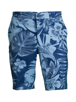 J.Lindeberg Shorts|Eloy Leaf Print Shorts Hibiscus Blue