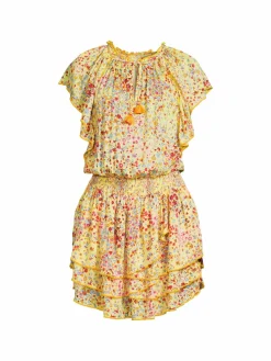 Women Poupette St Barth Elsa Smocked Trim Layered Mini Dress