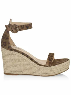 L'AGENCE Elysee Print Suede Espadrille Wedge Sandals