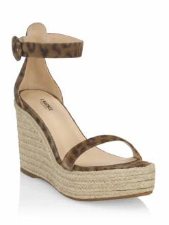 L'AGENCE Elysee Print Suede Espadrille Wedge Sandals