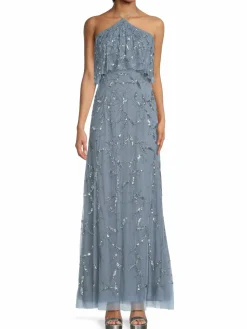 Women Aidan Mattox Embellished Halterneck Gown