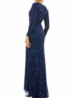 Women Mac Duggal Embellished High Slit Gown