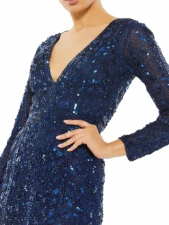 Women Mac Duggal Embellished High Slit Gown