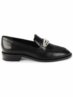 Stuart Weitzman Embellished Leather Loafers