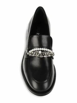 Stuart Weitzman Embellished Leather Loafers