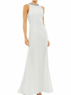Women Mac Duggal Embellished Neck Trumpet Gown