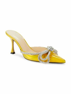 Mach & Mach Embellished Patent Leather Stiletto Mules