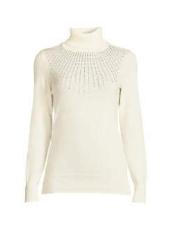 Women Sofia Cashmere Embellished Turtleneck Cashmere Sweater