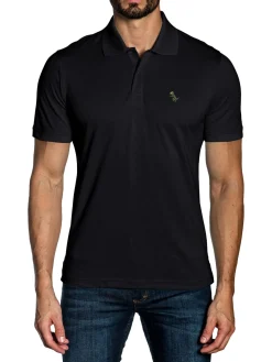 Jared Lang Polos|Emboroidered T Rex Skeleton Polo Black
