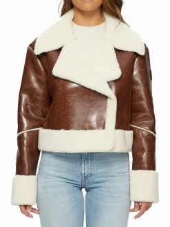 Women NOIZE Emika Faux Leather Crop Moto Jacket