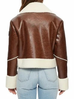 Women NOIZE Emika Faux Leather Crop Moto Jacket