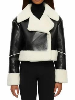 Women NOIZE Emika Faux Leather Crop Moto Jacket