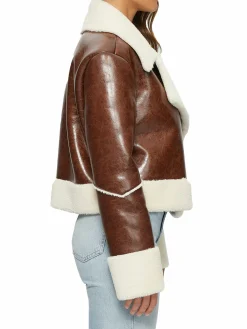 Women NOIZE Emika Faux Leather Crop Moto Jacket