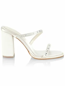 Bettina Vermillon Emili Sindlev X Chica Fuxsia Crystal-Embellished Satin Sandals