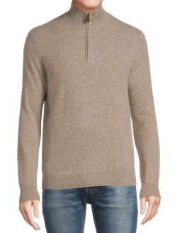 Saks Fifth Avenue Sweatshirts & Hoodies|Essential Cashmere Quarter Zip Sweater