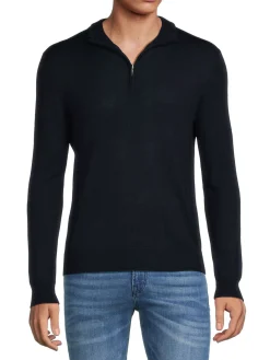 Saks Fifth Avenue Sweaters|Essential Merino Wool Blend Quarter Zip Sweater