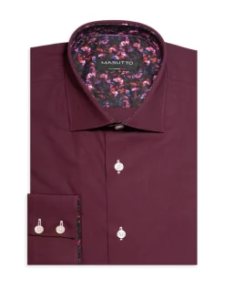 Masutto Dress Shirts|Eto Contrast Button Dress Shirt Red